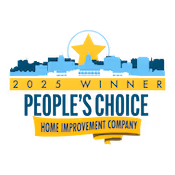 Award badge reading '2025 Winner People’s Choice Home Improvement Company' with a star and laurel design.